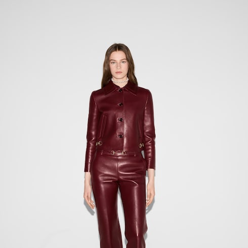 Chaqueta de piel con detalle de Horsebit