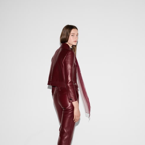 Chaqueta de piel con detalle de Horsebit