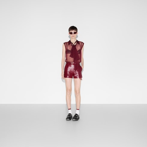 Shorts in pelle con dettaglio Morsetto