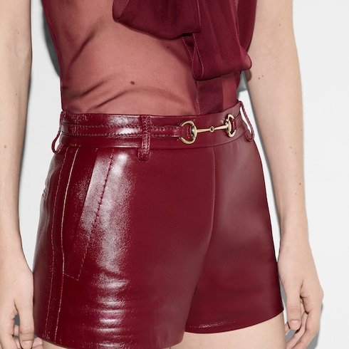 Short en cuir avec détail Mors