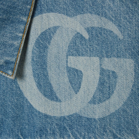 Veste en denim avec motif Double G réalisé au laser