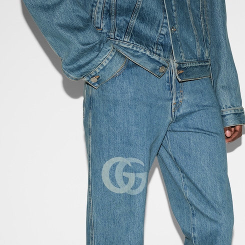 Lasered Double G denim pant
