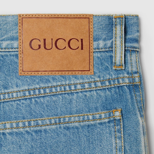 Брюки из денима с лазерным принтом Double G