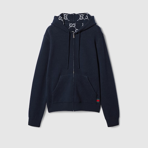 Reversible GG wool hooded zip jacket Detail 2