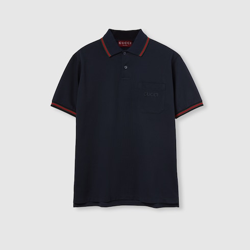 Embroidered stretch cotton polo shirt Detail 2