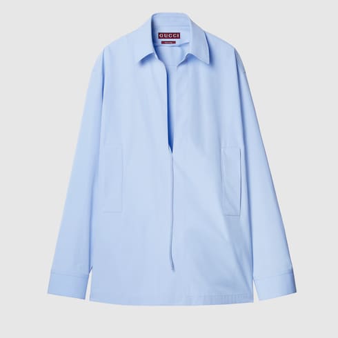 Camicia in popeline di cotone con logo in rilievo