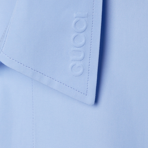 Camicia in popeline di cotone con logo in rilievo