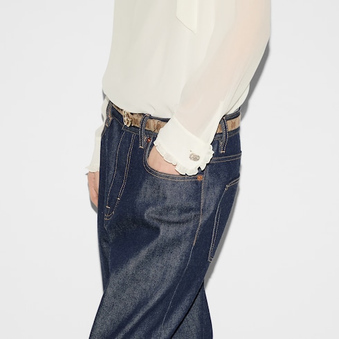 Silk georgette top in ivory | GUCCI® US