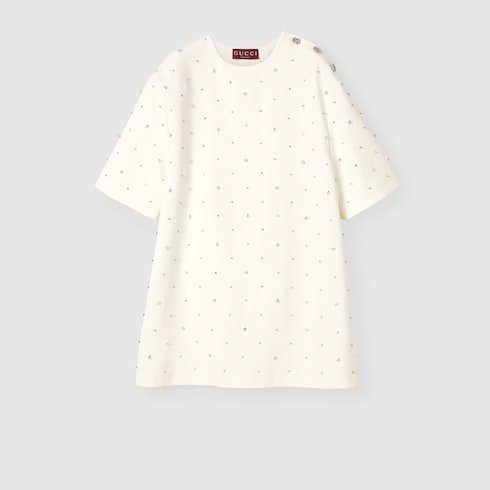 Embroidered viscose silk cady top in ivory | GUCCI® US