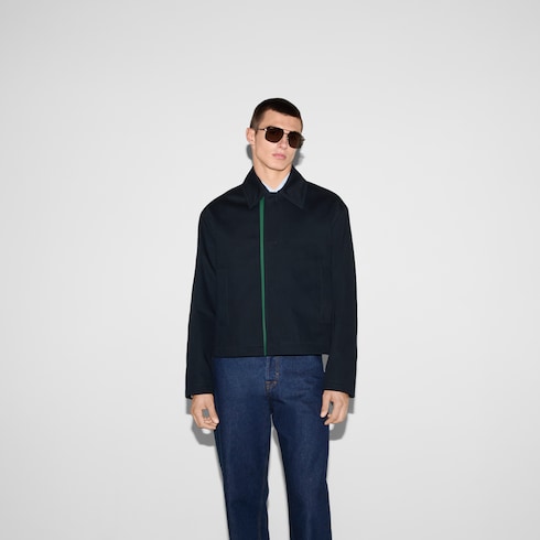 Giacca in gabardina di cotone con logo in rilievo