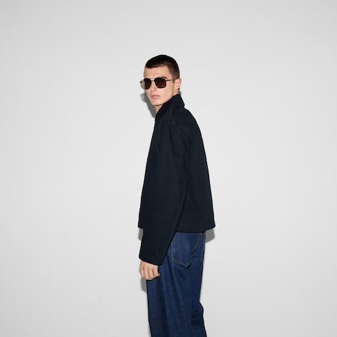 Giacca in gabardina di cotone con logo in rilievo