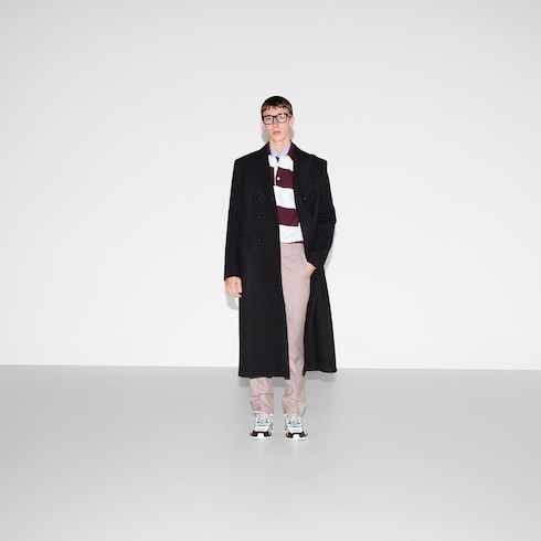 Manteau en laine batavia avec bande Web