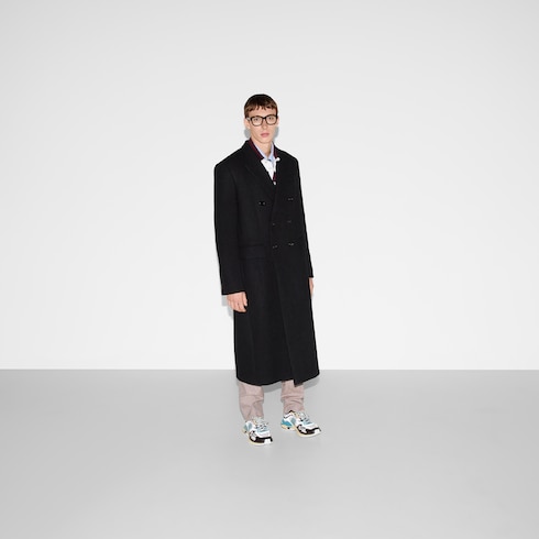 Manteau en laine batavia avec bande Web
