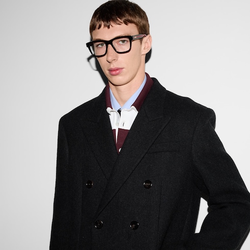Manteau en laine batavia avec bande Web