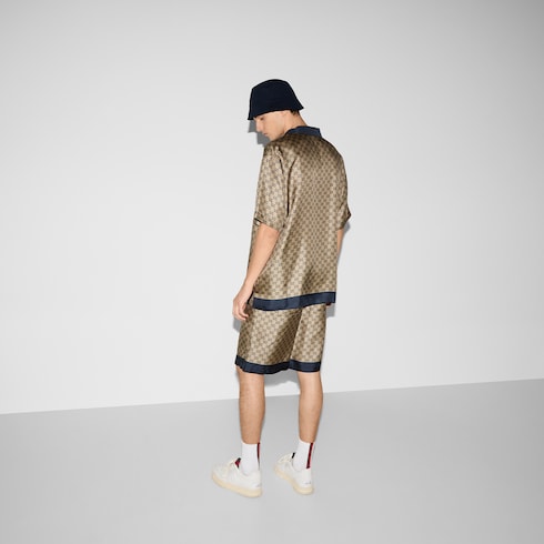Printed silk twill shorts in Blue Ready-to-wear | GUCCI® SI Printed silk twill shorts in Blue Ready-to-wear | GUCCI® SI