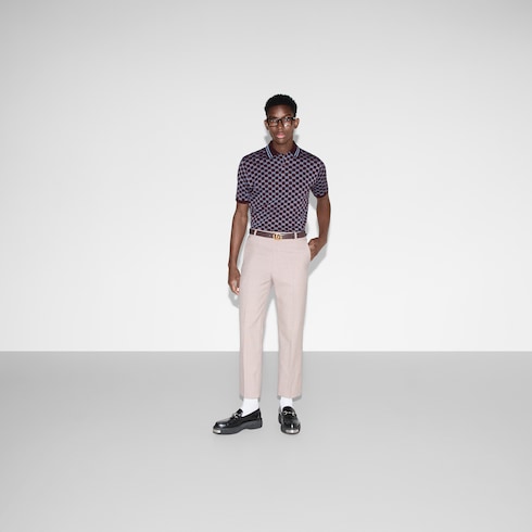 Polo in piquet di cotone GG jacquard