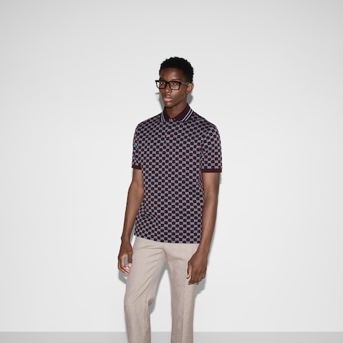 Polo in piquet di cotone GG jacquard