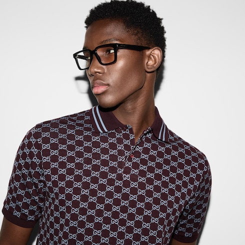 Polo in piquet di cotone GG jacquard