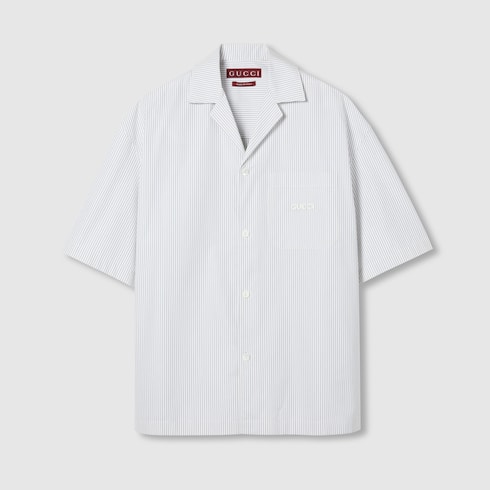 Embroidered striped cotton shirt