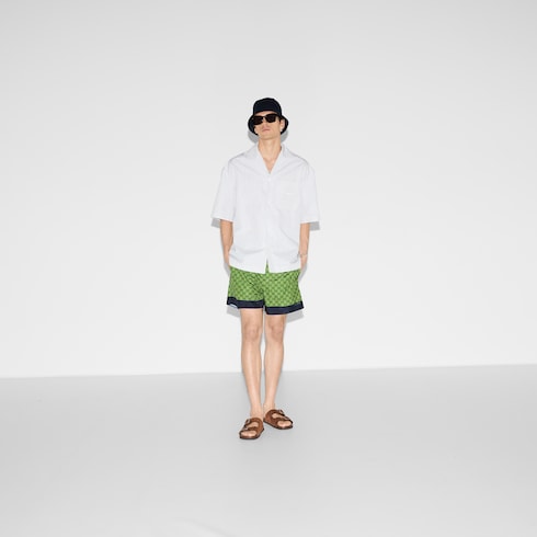 Camicia ricamata in cotone a righe