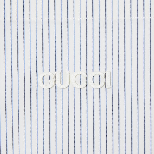 Camicia ricamata in cotone a righe
