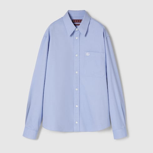 Embroidered Oxford cotton shirt in Blue Ready-to-wear