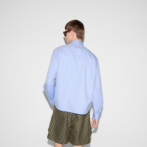 Embroidered Oxford cotton shirt in Blue Ready-to-wear