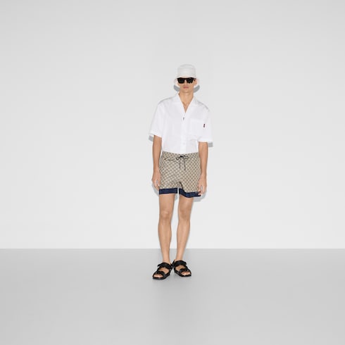 Printed poplin tech swim shorts