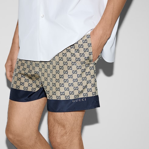 Short de bain technique en popeline imprimée