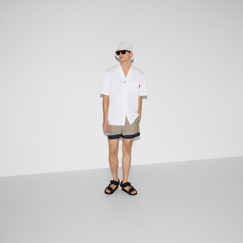Printed poplin tech swim shorts