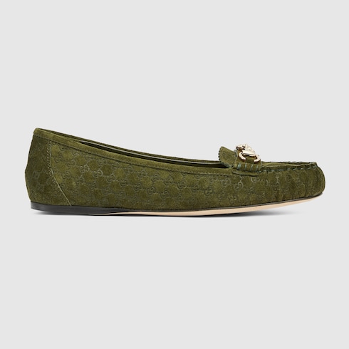 GUCCI Women s Ballet Flat With Horsebit Green Leather