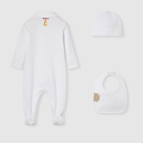 Ensemble cadeau pour bébé trois-pièces en coton imprimé