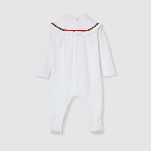 Tutina neonato in cotone con nastro Web