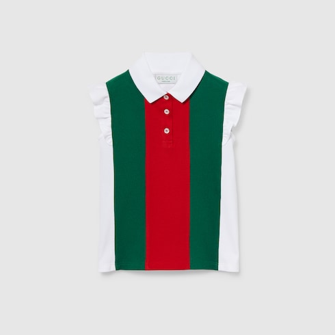 Children's cotton polo shirt with Web in white | GUCCI® US
