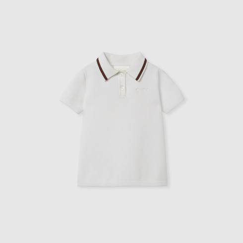 Abito polo neonato ricamato in cotone