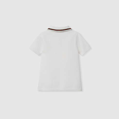 Abito polo neonato ricamato in cotone
