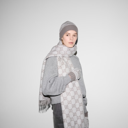 Guanti in jacquard di cashmere GG