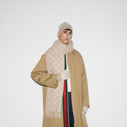 Guanti in jacquard di cashmere GG
