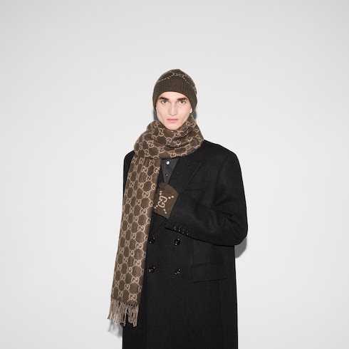 Guanti in jacquard di cashmere GG