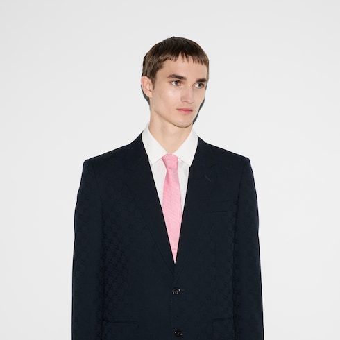 Silk jacquard tie with Gucci crest