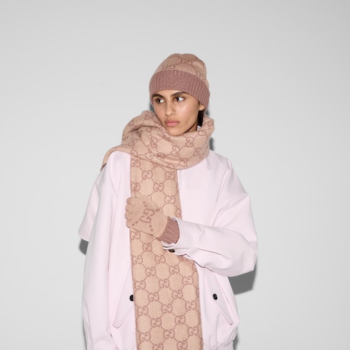 Guanti in cashmere GG lamé