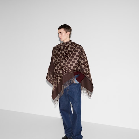GG wool jacquard cape