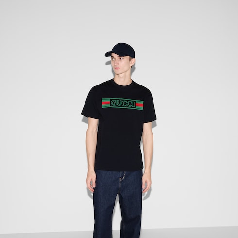 T-shirt in jersey di cotone stampato