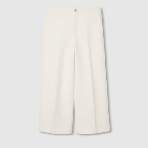 Pantalon en laine bouclée avec broderie