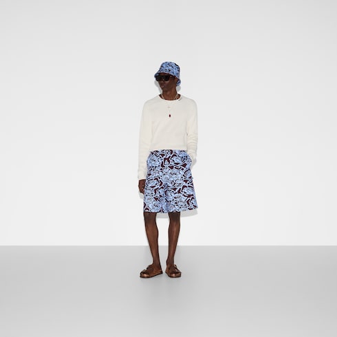 Pull en coton et soie avec intarsia