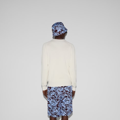 Maglione in seta e cotone con intarsio