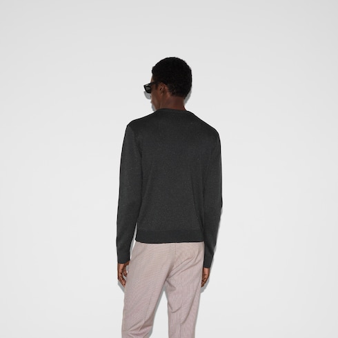 Silk cotton sweater with intarsia