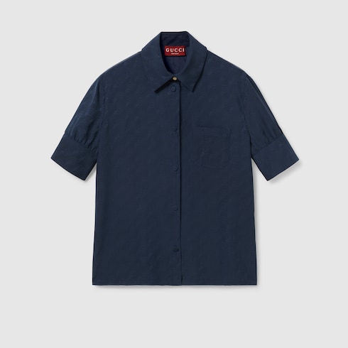 Camicia in seta jacquard con GG e catena