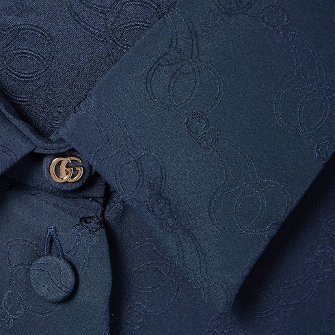 Bluse aus Seidenjacquard mit GG und Ketten-Motiv