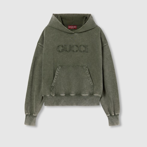 Kapuzenpullover aus Baumwolljersey mit Stickerei